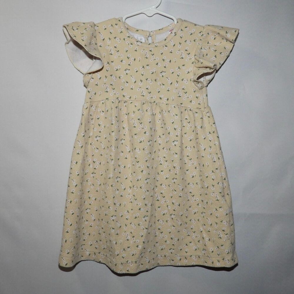 Zara Girls Yellow Floral Textured Dress - Size 3-4Y